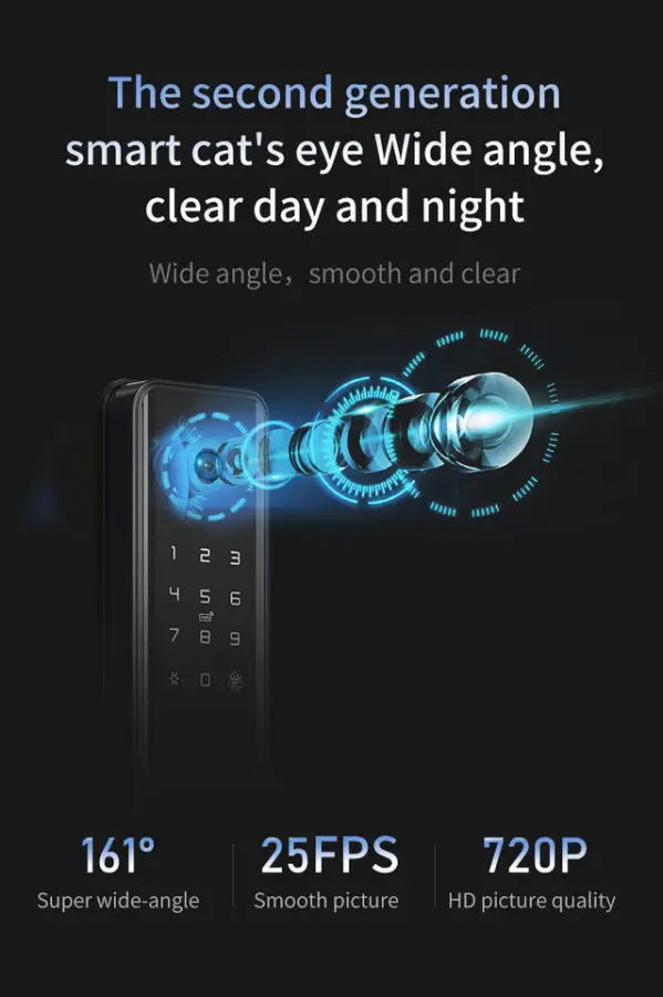 2024 Smart Door Lock with Real-Time Video Intercom TUYA WIFI Fingerprint Unlock & Camera for Wood Door Home Security — image 4