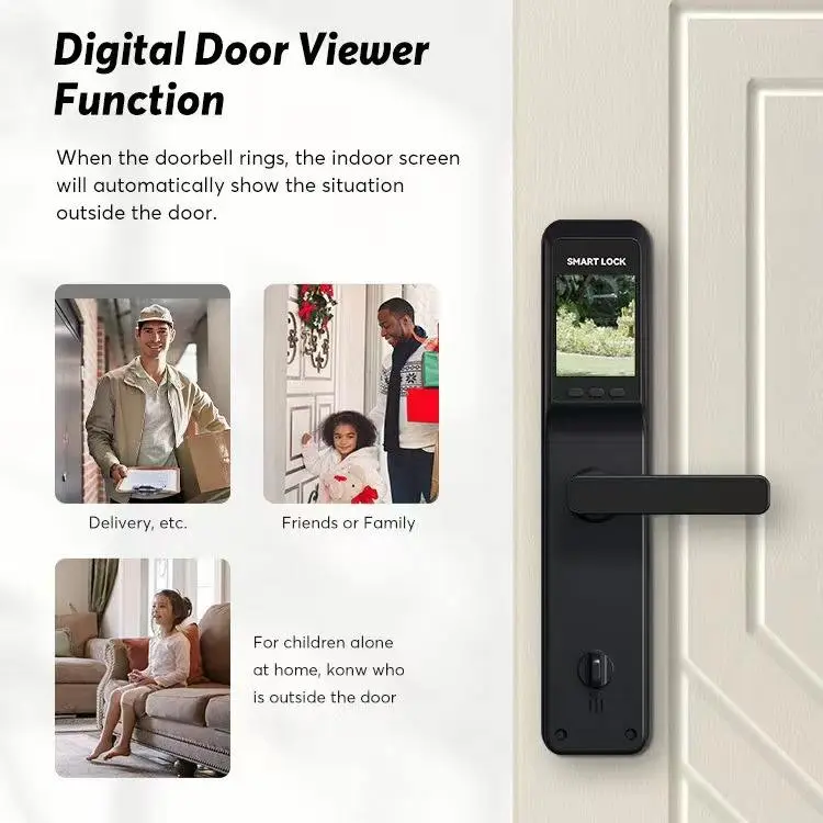 2024 Smart Door Lock with Real-Time Video Intercom TUYA WIFI Fingerprint Unlock & Camera for Wood Door Home Security — image 6