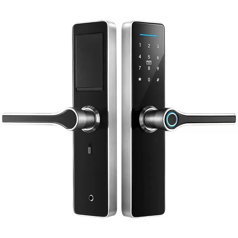 SinovoTEC FM-58 Modern Outdoor Smart Lock Home 304 Stainless Steel Digital Password Fingerprint Wi-Fi Tuya App Easy Inst — view 1
