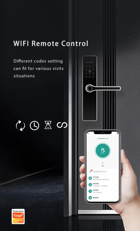 SinovoTEC FM-58 Modern Outdoor Smart Lock Home 304 Stainless Steel Digital Password Fingerprint Wi-Fi Tuya App Easy Installation — image 7