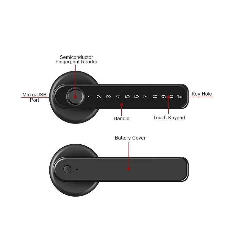 Electronic Zinc Alloy Fingerprint Smart Handle Keyless Opening Aluminum Door Lock TT LOCK TUYA APP for Home Apartment Office — image 4