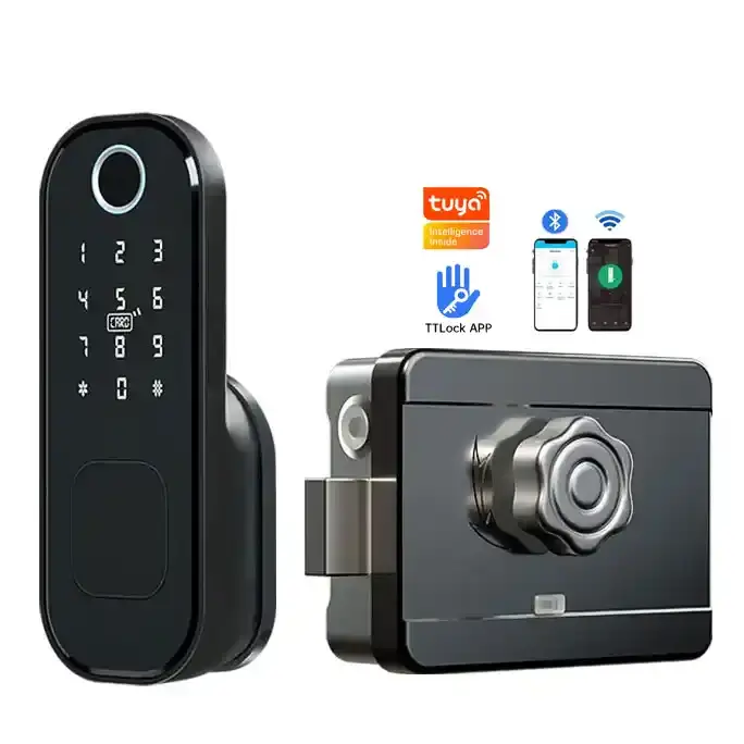 Automatic TTlock Smart Electric Door Lock Tuya App Digital Euro Cylinder WiFi Connectivity Wood Door Aluminum Alloy Blac — view 1