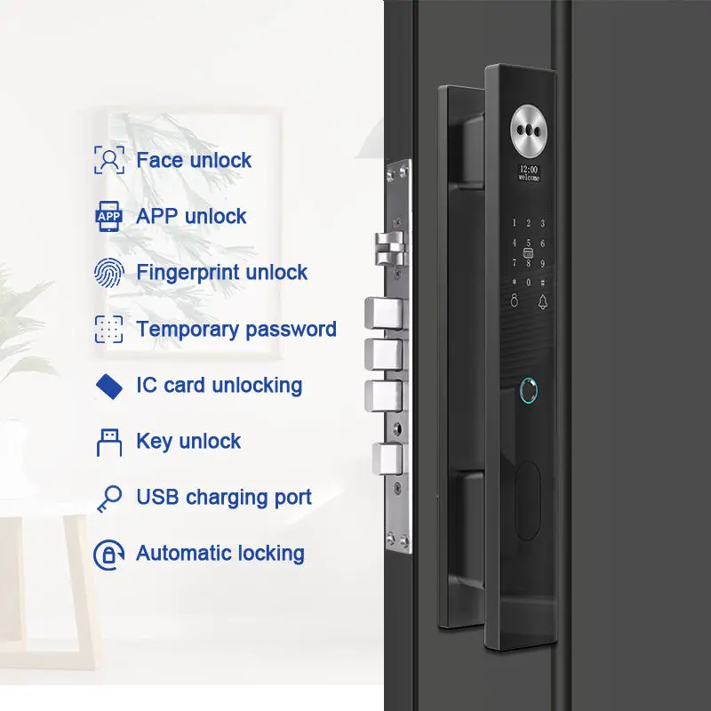 Factory High-performance Smart Lock Wood Fingerprint Digital 3D Face Recognition Palm Vein 4.5-inch Screen 4200mAh Battery Tuya — image 3