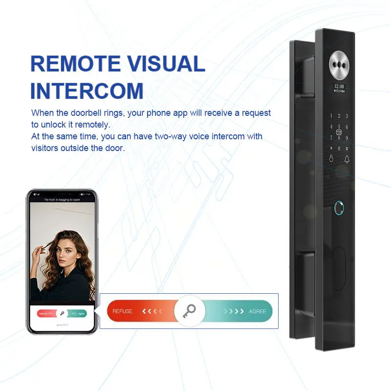 Factory High-performance Smart Lock Wood Fingerprint Digital 3D Face Recognition Palm Vein 4.5-inch Screen 4200mAh Battery Tuya — image 4