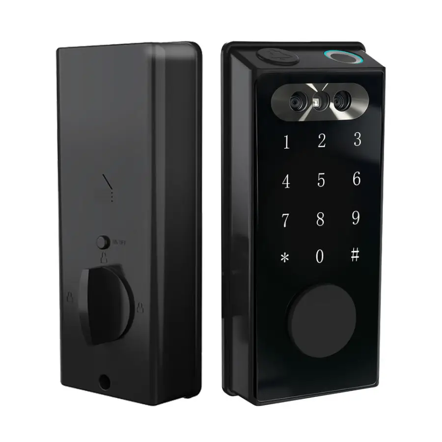 Fully Automatic Digital Lock for Wood Door 3D Face Recognition Biometric Fingerprint Smart Door Lock with Tuya App Cloud — view 1