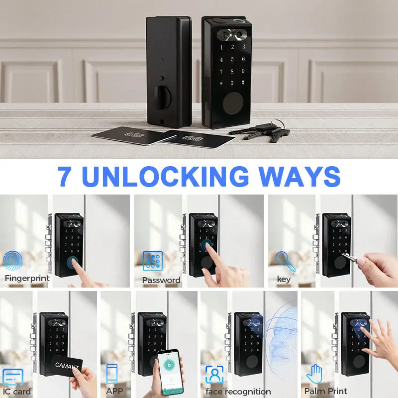 Fully Automatic Digital Lock for Wood Door 3D Face Recognition Biometric Fingerprint Smart Door Lock with Tuya App Cloud Storage — image 4