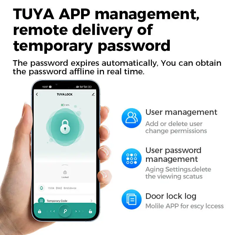 Fully Automatic Digital Lock for Wood Door 3D Face Recognition Biometric Fingerprint Smart Door Lock with Tuya App Cloud Storage — image 6