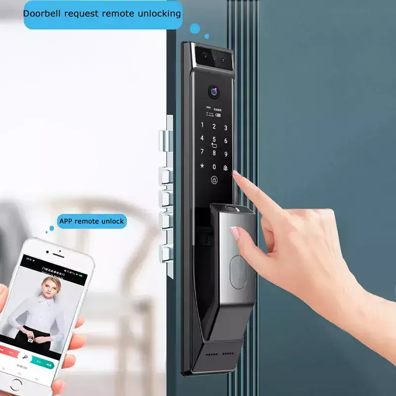 TOPTEQ X10 Smart Door Lock 2023 3D Face Recognition Wi-Fi Aluminium Alloy Wood & Security Door Compatible Cloud Storage — image 5
