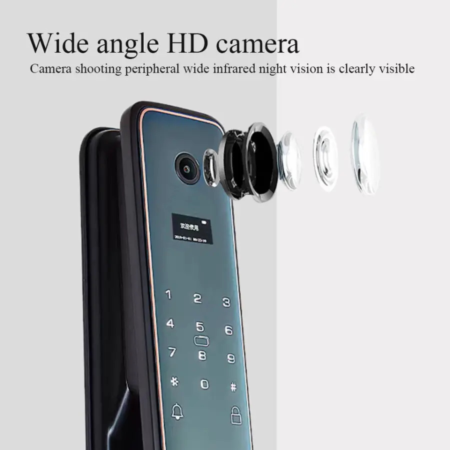 TOPTEQ P8 Tuya Smart Fingerprint Fully Automatic Camera Household Security Door Capture Photo With Camera for Apartment — image 5
