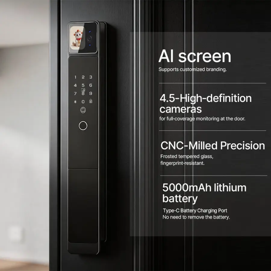 Wholesale Palm Vein Ultra-Thin Smart Door Lock 3D Face Recognition High Security Video Intercom Tuya OEM/ODM Factory Price — image 5