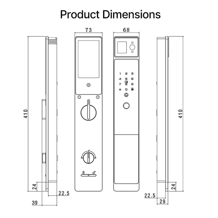Wholesale Palm Vein Ultra-Thin Smart Door Lock 3D Face Recognition High Security Video Intercom Tuya OEM/ODM Factory Price — image 7