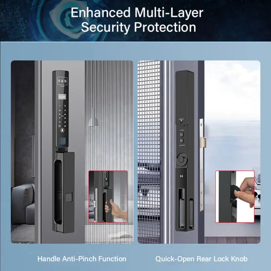Outdoor Aluminum Smart Lock Door Keyless Digital Face Recognition Palm Vein Fingerprint Tuya Wifi Waterproof Camera-Cloud Data — image 6
