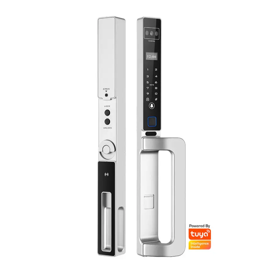 Tuya Smart Outdoor Aluminum Sliding Door Lock WIFI Fingerprint Face Recognition Palm Vein Waterproof Features Cloud Data Camera — image 3