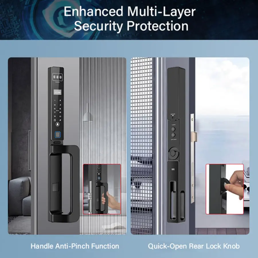 Ultra Slim Stainless Steel Smart Tuya WIFI Door Lock Palm Vein Face Recognition Waterproof Door Customizable Cloud Data — image 5