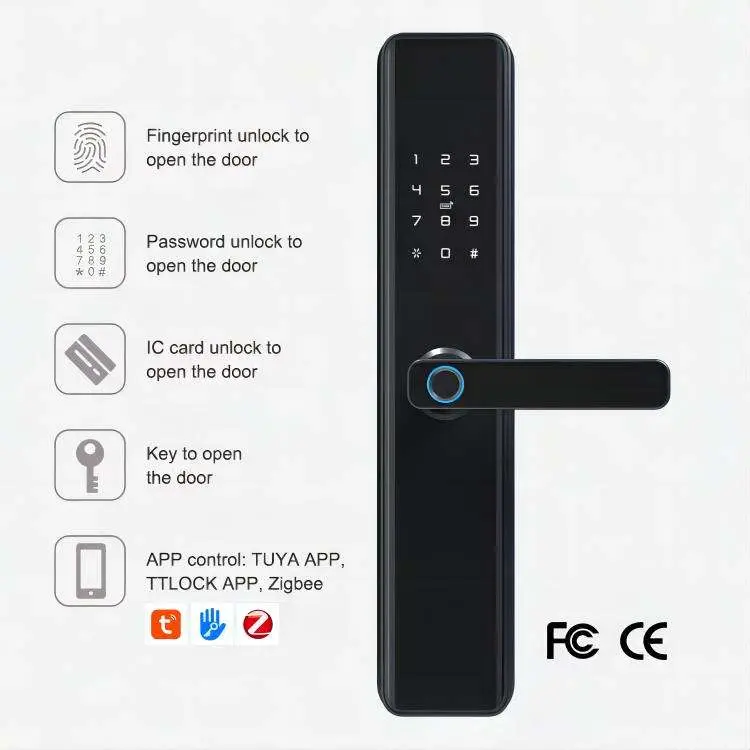 Keyless Entry Doorlock Wifi Built in Smart Lock Modern Door Lock Ble Wifi Door Lock — image 3