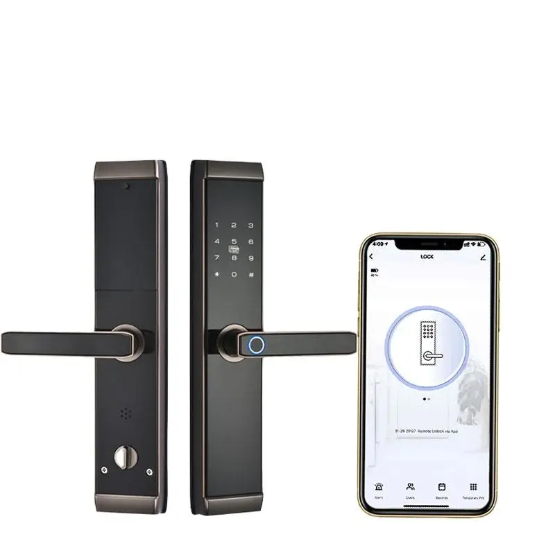 Topteq P30 Fingerprint Key Code Tuya Ttlock Remote Control Electric Zinc Alloy Smart Door Lock for Hotel Apartment Bedro — view 1