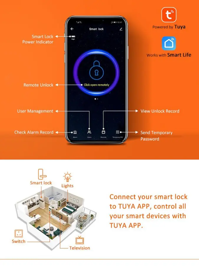Simple Style American High-Quality Modern Zinc Alloy Tuya Smart Door Lock Level Fingerprint Handle Privacy Door Digital Locks — image 7