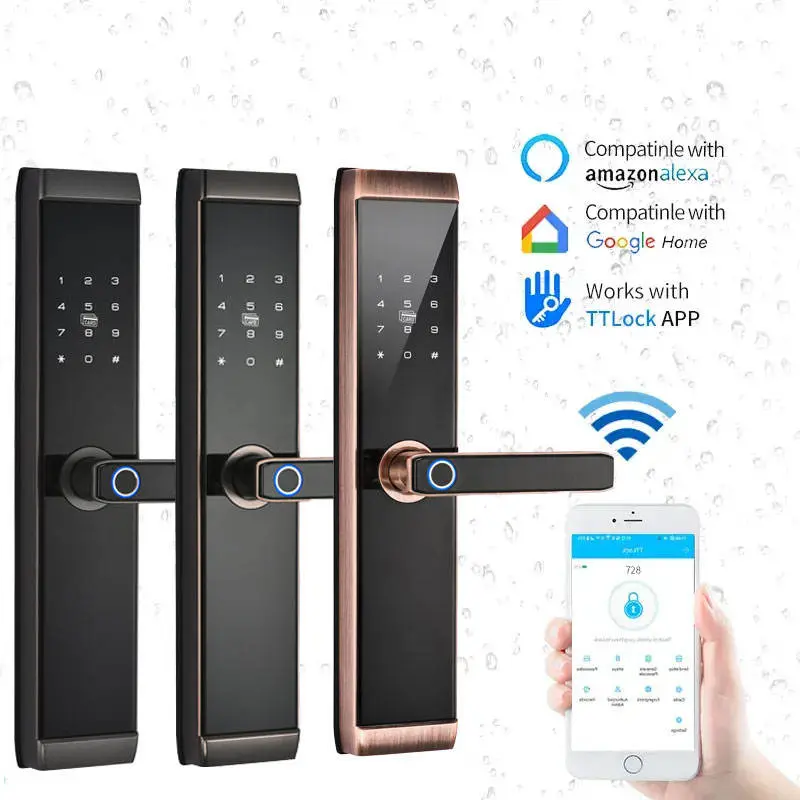 Topteq P30 Fingerprint Key Code Tuya Ttlock Remote Control Electric Zinc Alloy Smart Door Lock for Hotel Apartment Bedroom — image 3