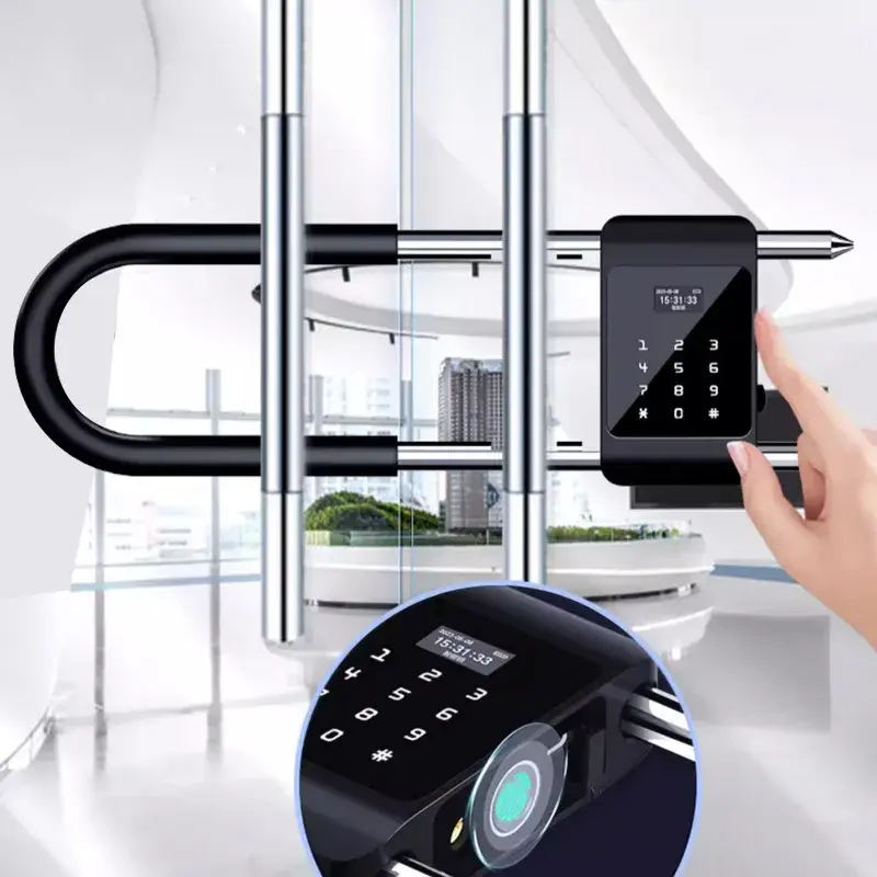 Topteq Anti-theft Fingerprint Code Tuya App Smart U-shaped Door Lock Office Bicycles Motorcycles Locks With Square Groove — image 3