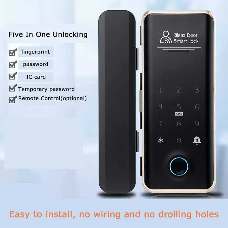 TOPTEQ Z4 Intelligent Glass Door Lock TTlock App Remote Control Digital Lock for Framed Frameless Glass Door — image 7