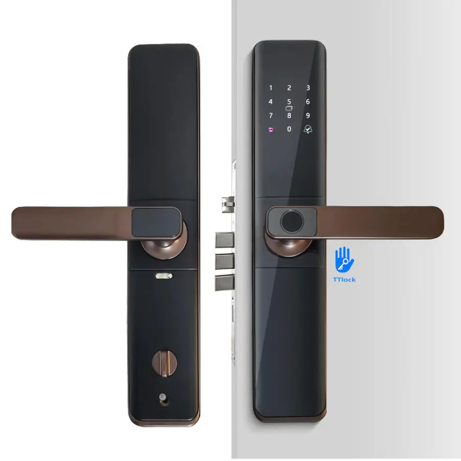 Wholesale Price Digital Keyless Door Lock with Smart TTLock APP Fingerprint for Wood Aluminum Door Cerradura Inteligente Handle — image 3