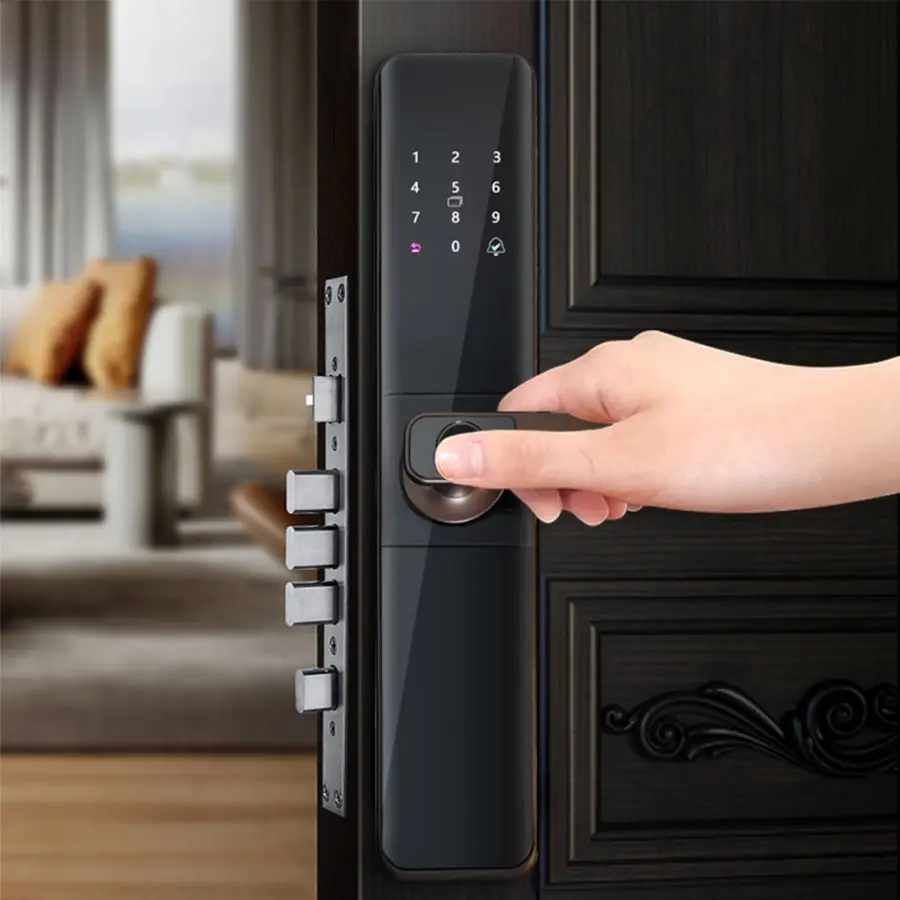 Wholesale Price Digital Keyless Door Lock with Smart TTLock APP Fingerprint for Wood Aluminum Door Cerradura Inteligente Handle — image 4