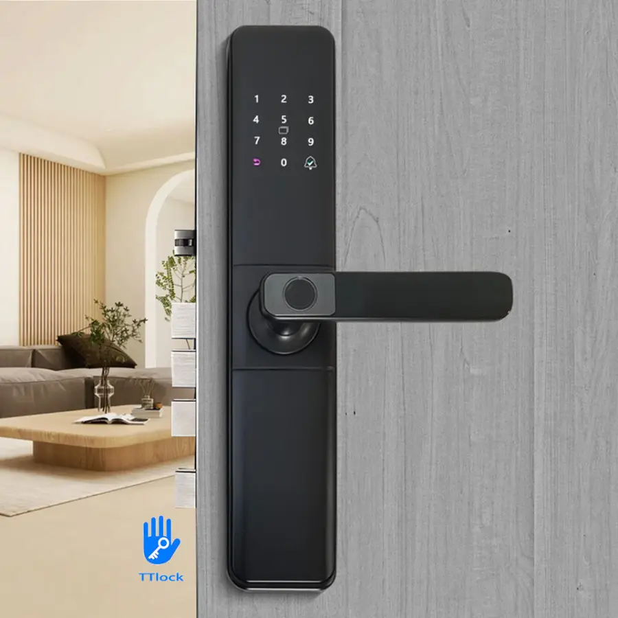 Wholesale Price Digital Keyless Door Lock with Smart TTLock APP Fingerprint for Wood Aluminum Door Cerradura Inteligente Handle — image 6