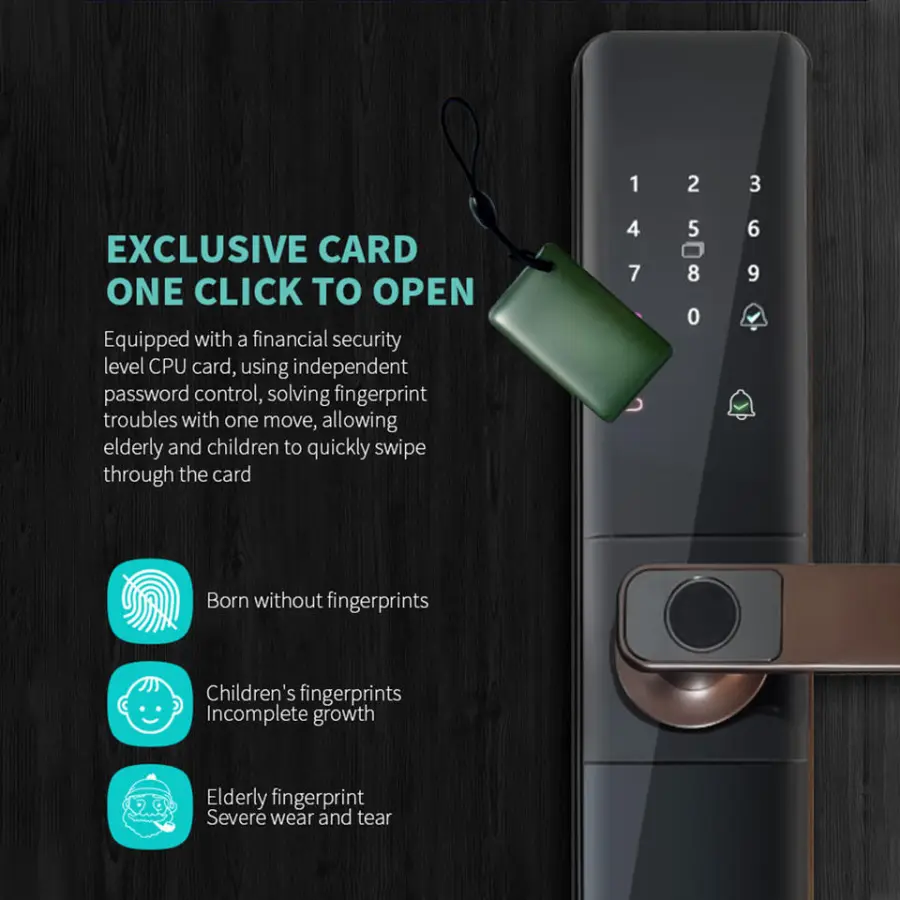 Wholesale Price Digital Keyless Door Lock with Smart TTLock APP Fingerprint for Wood Aluminum Door Cerradura Inteligente Handle — image 7