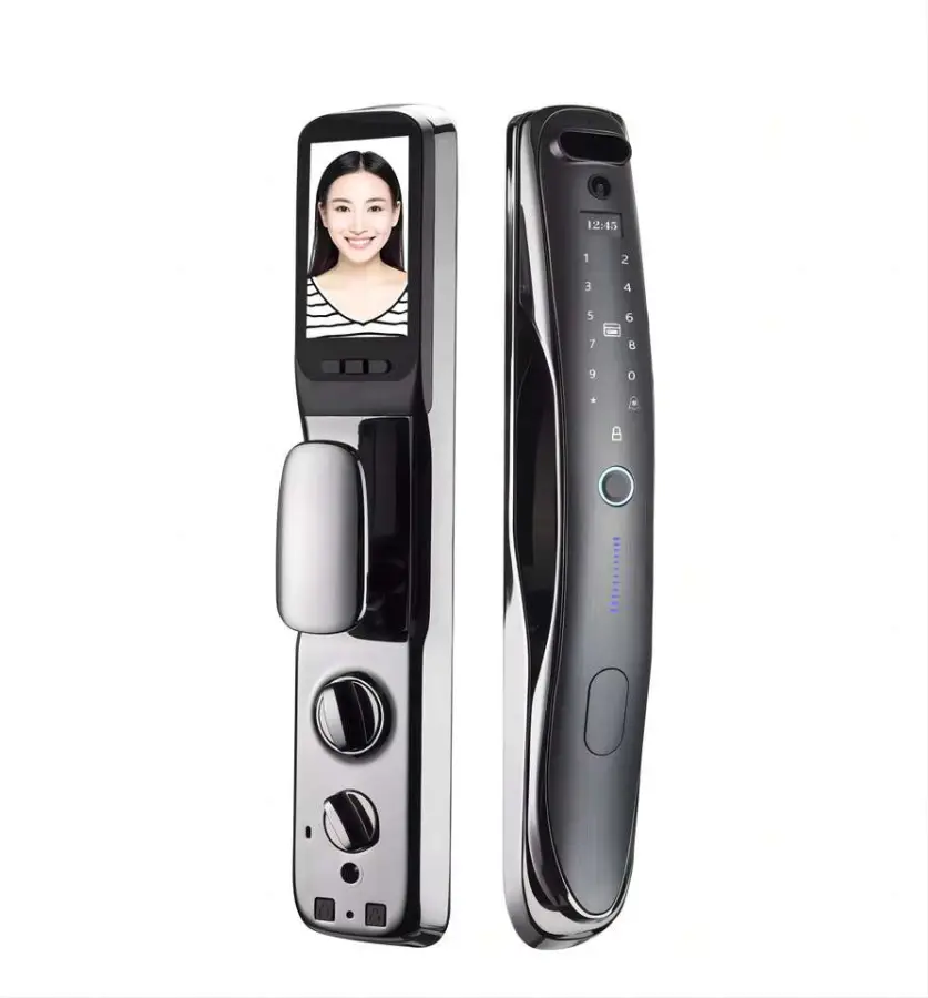Topteq X8 3D Face Recognition Smart Door Lock Usmart Go Tuya App Intelligent Lock with Cat-eye Camera for Wooden Doors — view 1