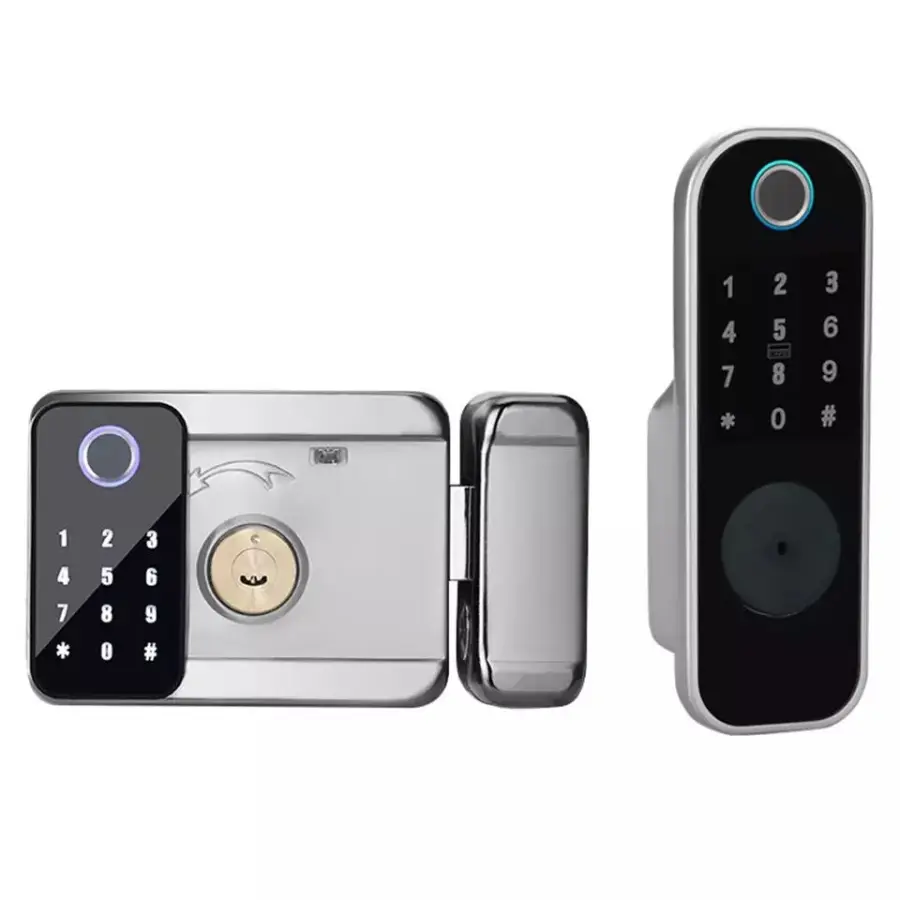TC20 Split Rim Fingerprint Door Lock Deadbolt Smart Lock Door Handle RFID Electronic Lock — view 1