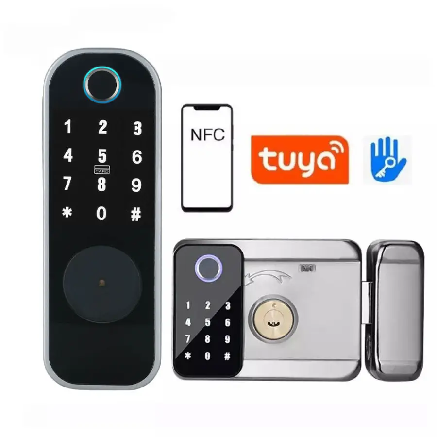 TC20 Split Rim Fingerprint Door Lock Deadbolt Smart Lock Door Handle RFID Electronic Lock — image 2