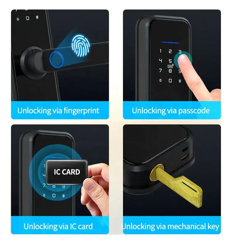TOPTEQ M6 Tuya App Security Digital Door Lock Wifi Digital Keyless Smart Fingerprint Biometric Smart Door Lock — image 7