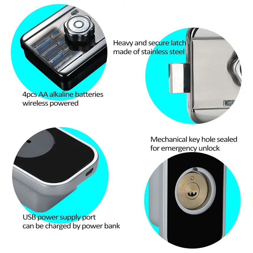 TC20 Split Rim Fingerprint Door Lock Deadbolt Smart Lock Door Handle RFID Electronic Lock — image 5