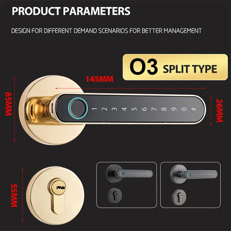 TOPTEQ O3 Tuya TTLock Smart Lock Door Handle Smart Phone Locks App Fingerprint Smart Lock Home — image 5