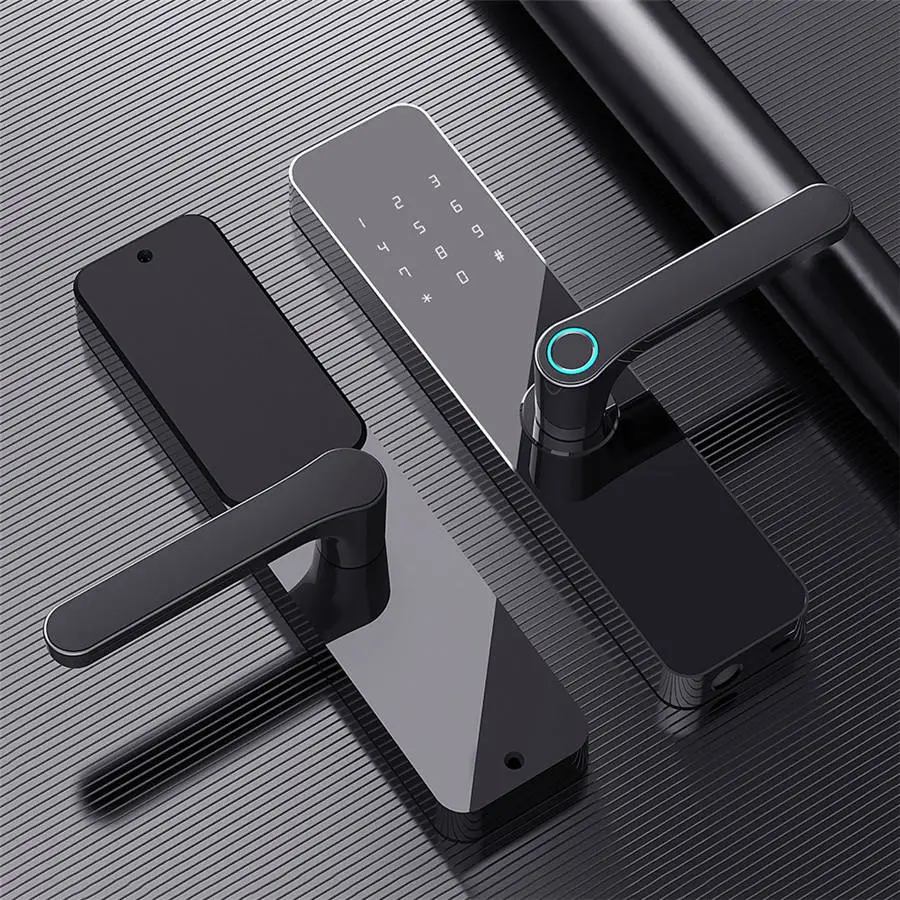 Electric Handle Digital Security Digit Tuya Ttlock Wifi Keys Fingerprint Electronic Door Smart Locks for Front Door — image 5