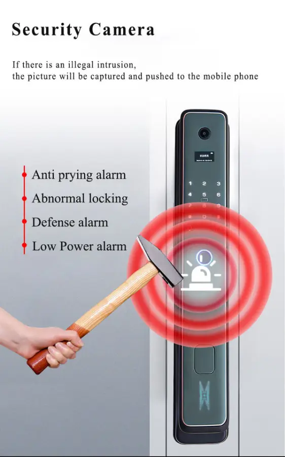 Automatic Smart Cylinder Lock Camera Tuya App Wifi Smart Fingerprint Password Door Lock Smart Door Lock — image 6