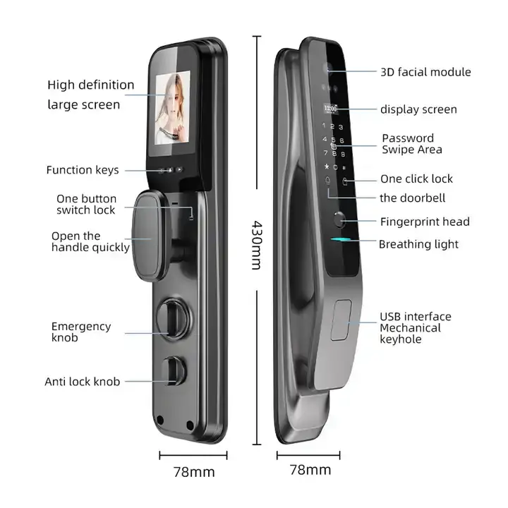 Topteq New Updated 3D Face Recognition Video Doorbell Tuya App Smart Door Lock With High Definition Camera — image 5