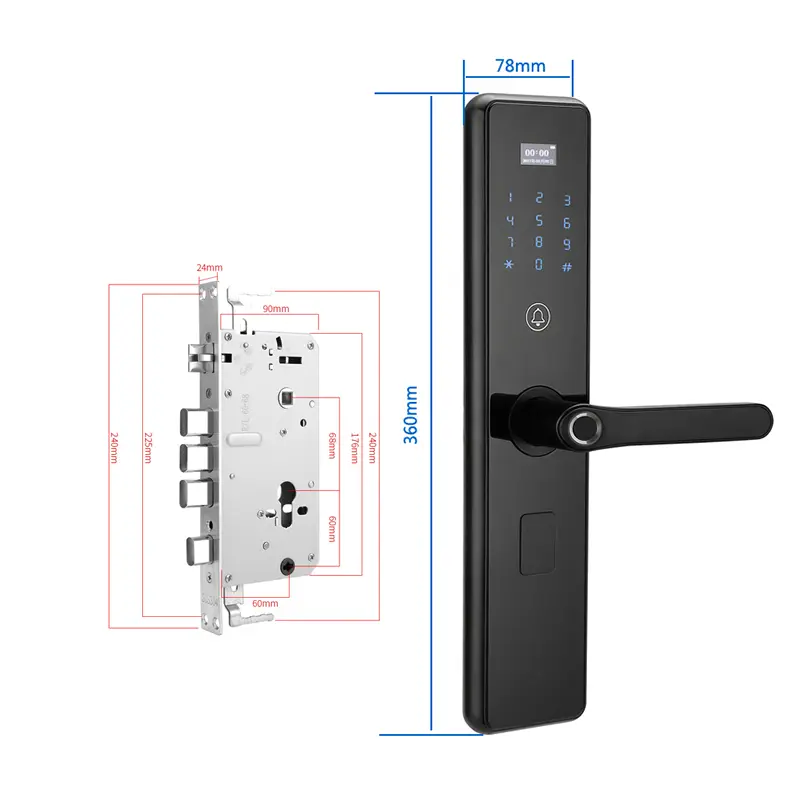 Security Tuya Smart Wooden Door Lock Fingerprint 6068 Mortise Handle with Home Office — view 1