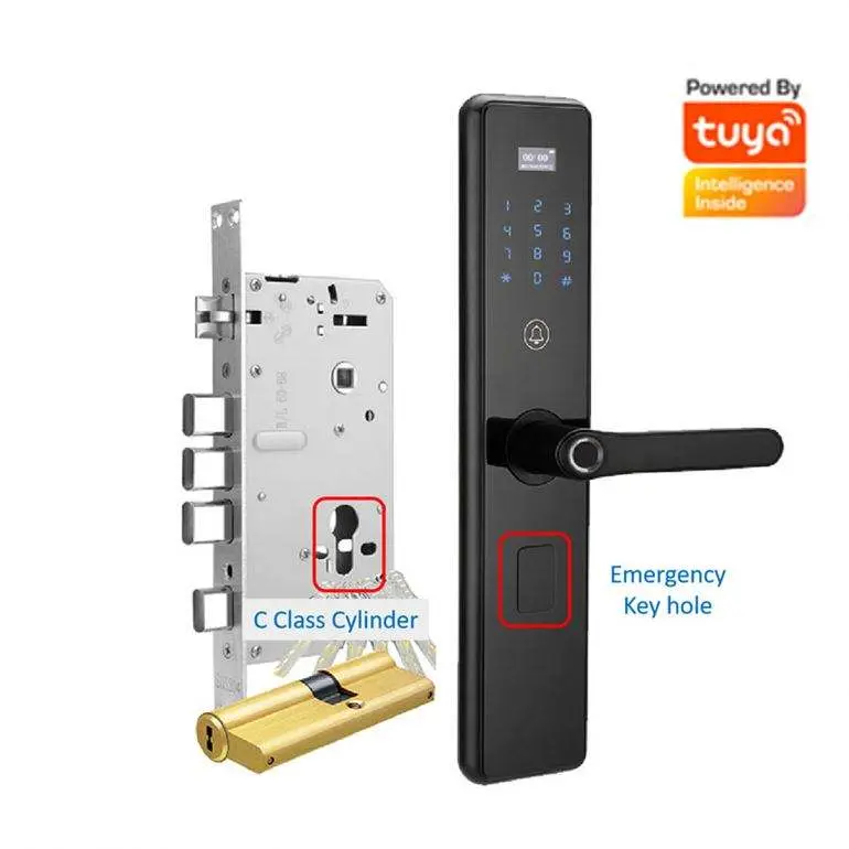 Security Tuya Smart Wooden Door Lock Fingerprint 6068 Mortise Handle with Home Office — image 5