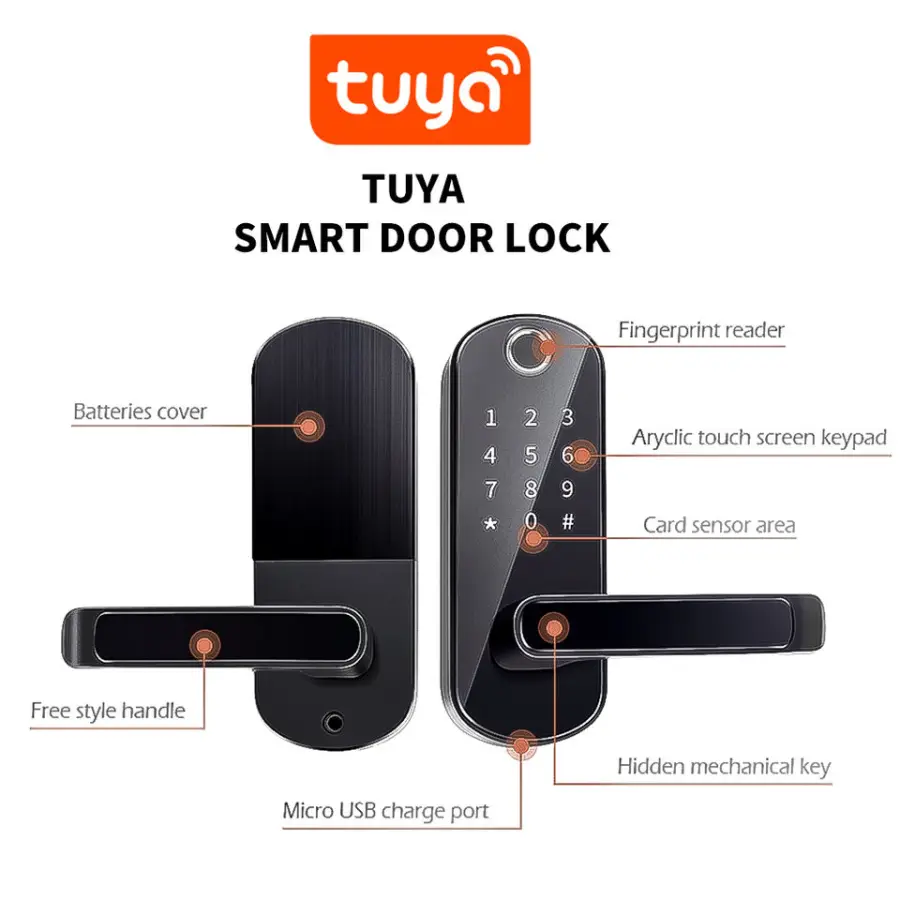 TOPTEQ H4 Tuya Smart Aluminum Alloy Outdoor Door Lock Glass/Wood Doors Fingerprint Password NFC Card APP WiFi Cloud Access — image 5