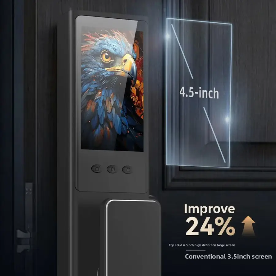 Tuya Wi-Fi CNC Carved Palm Vein Fingerprint Aluminum Alloy Face Recognition Large Screen Video Intercom Smart Memory Card Steel — image 3