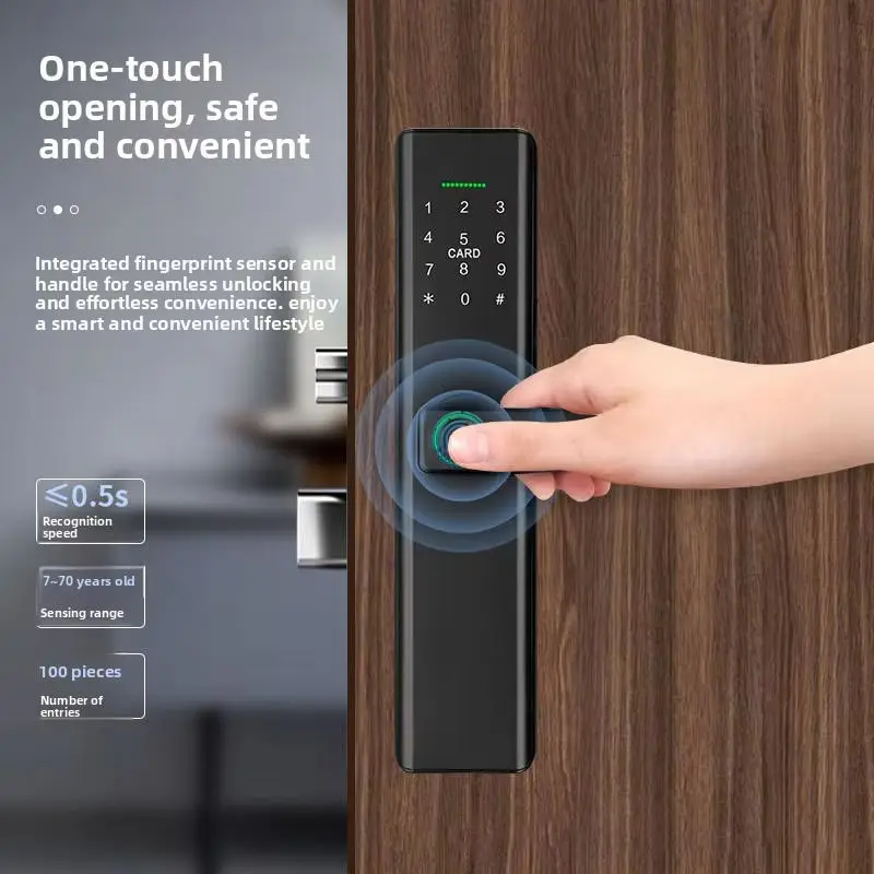 Security Smart Locks Electric Digital Fingerprint Smart Tuya Password IC Card Keyless APP Door Lock for Wooden Doors — image 2