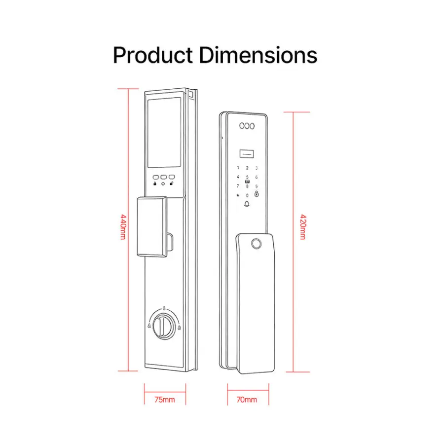 Home Outdoor Automatic Smart Face Palm Vein Front Door Fingerprint Tuya WiFi ICSee Home Active Video Intercom Lock with Camera — image 6