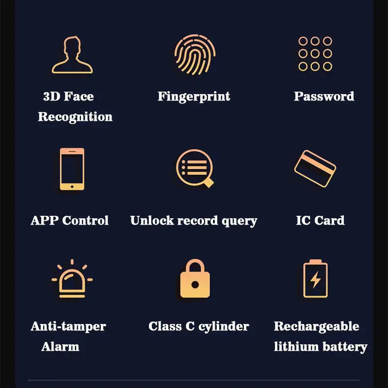 TOPTEQ X10 3D Face Recognition Aluminum Alloy Smart Door Lock Fingerprint Password IC Card APP Unlock Tuya WiFi Cloud Storage — image 7
