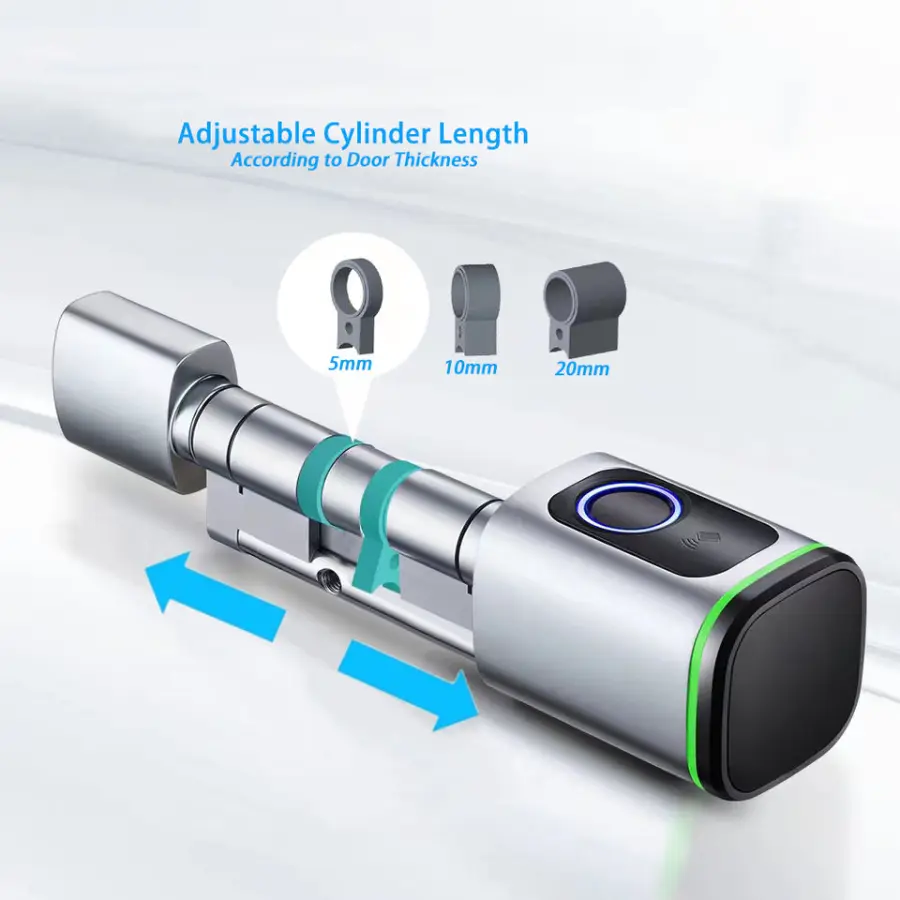 Cylinder Tuya/TTlock IP65 Smart Lock with Fingerprint Password Card APP & Keyless Entry for Wood Doors Cloud Storage — image 7