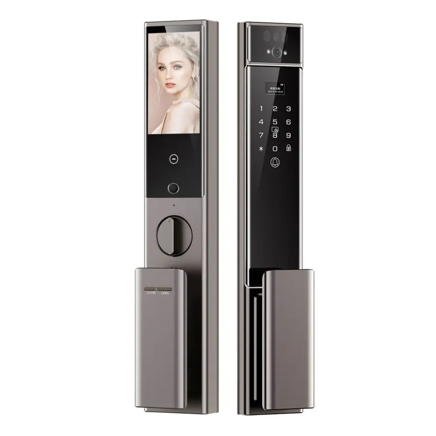 Newly Revealed C90 Smart 3D Face Recognition Palm Vein Door Lock Security Active Intercom Double Camera Home Muti-langua — view 1