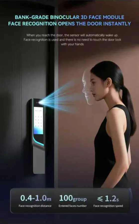 Tuya Smart Lock Dual Super Large Screen Face Recognition Cat Eye Digital Door for Steel Glass Supports Customization WiFi — image 6
