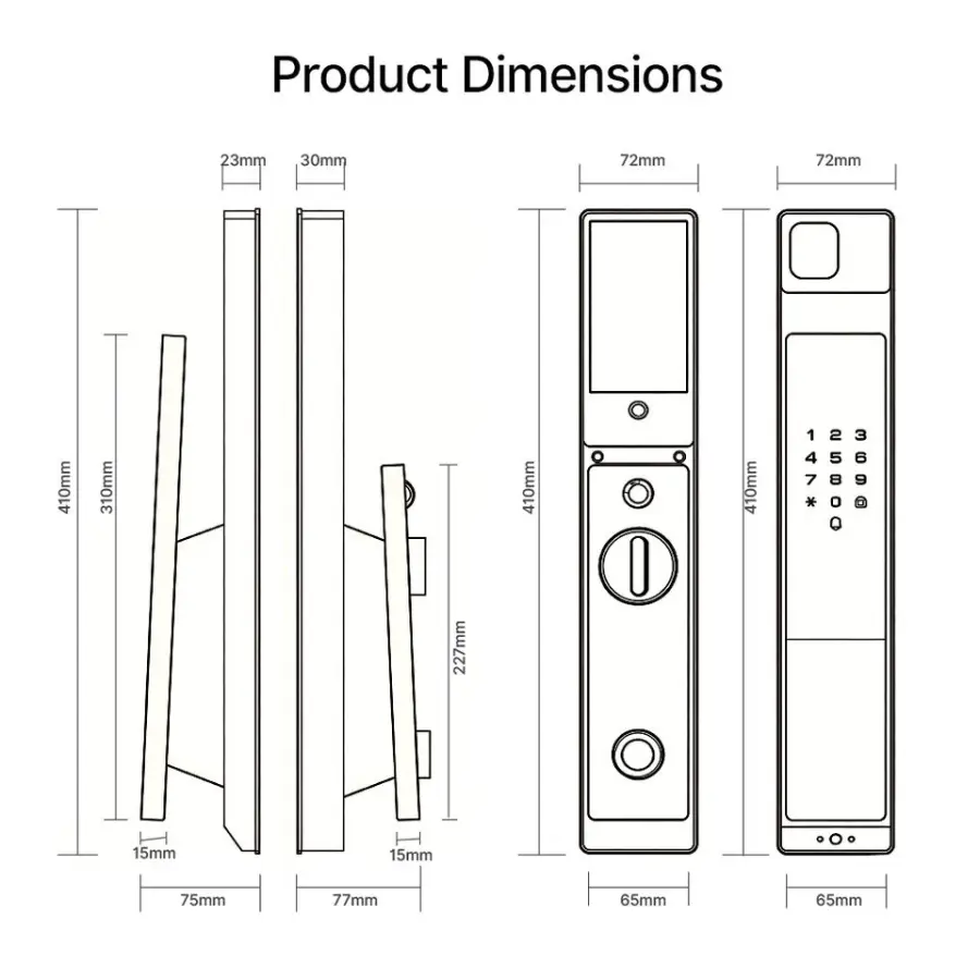 I9909 Ulutura Wholesale Price Digital Smart Tuya Wifi Remote Control Keyless 3d Face Recognition Lock With Fingerprint Camera — image 3