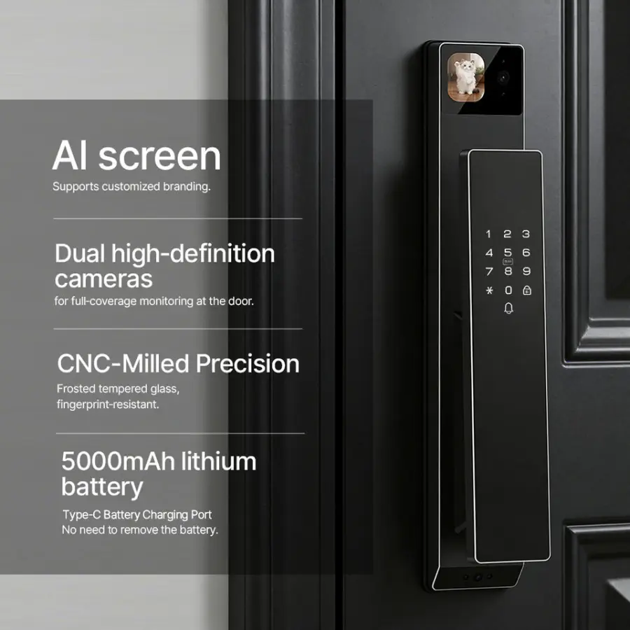 I9909 Ulutura Wholesale Price Digital Smart Tuya Wifi Remote Control Keyless 3d Face Recognition Lock With Fingerprint Camera — image 6