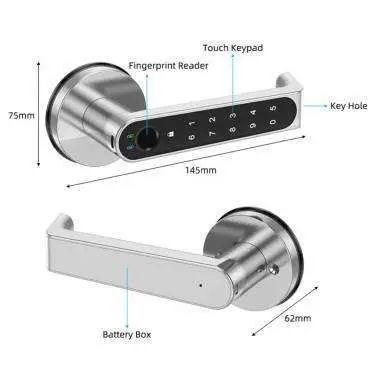 TOPTEQ TP4 Intelligent Fingerprint Electronic Lock Innovative Design Bedroom Door Handles Cloud Data Storage Wi-Fi Network — image 3